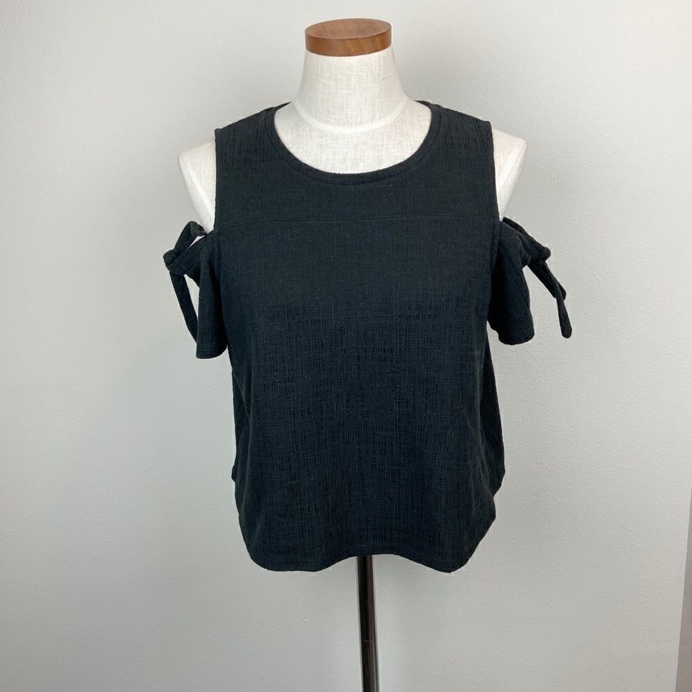Madewell Off-The-Shoulder Pleated Tie Sleeve Top